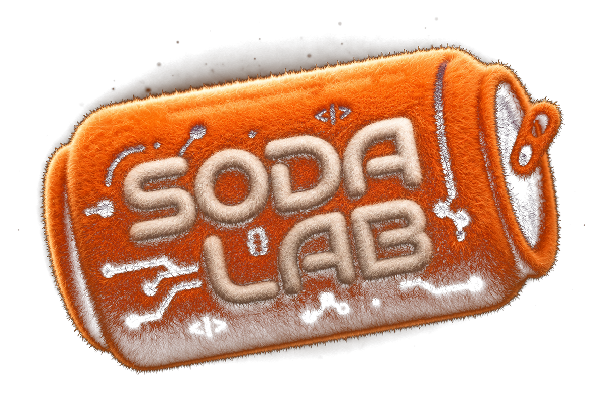 Logo principal de Soda Lab - Lata de soda con circuito simbolizando transformación digital